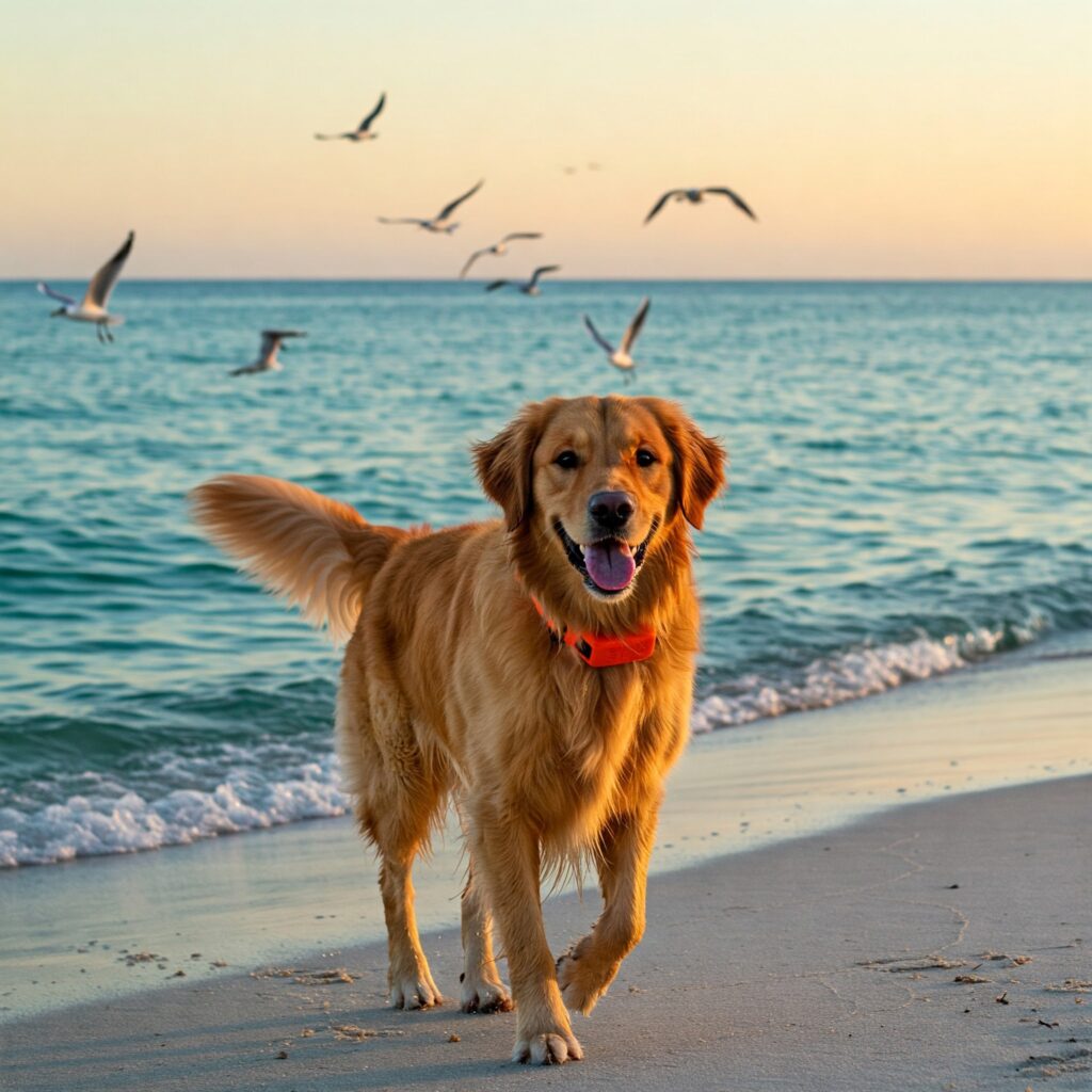 Trilha com Cachorro Seguro: Aventure-se com Tranquilidade e Tecnologia 2 Cachorro brincando na praia