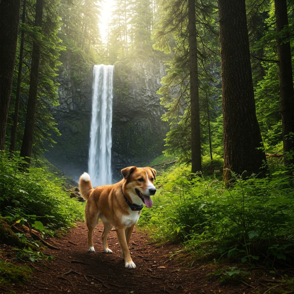 Trilha com Cachorro Seguro: Aventure-se com Tranquilidade e Tecnologia 1 Cachorro fazendo trilha na cachoeira