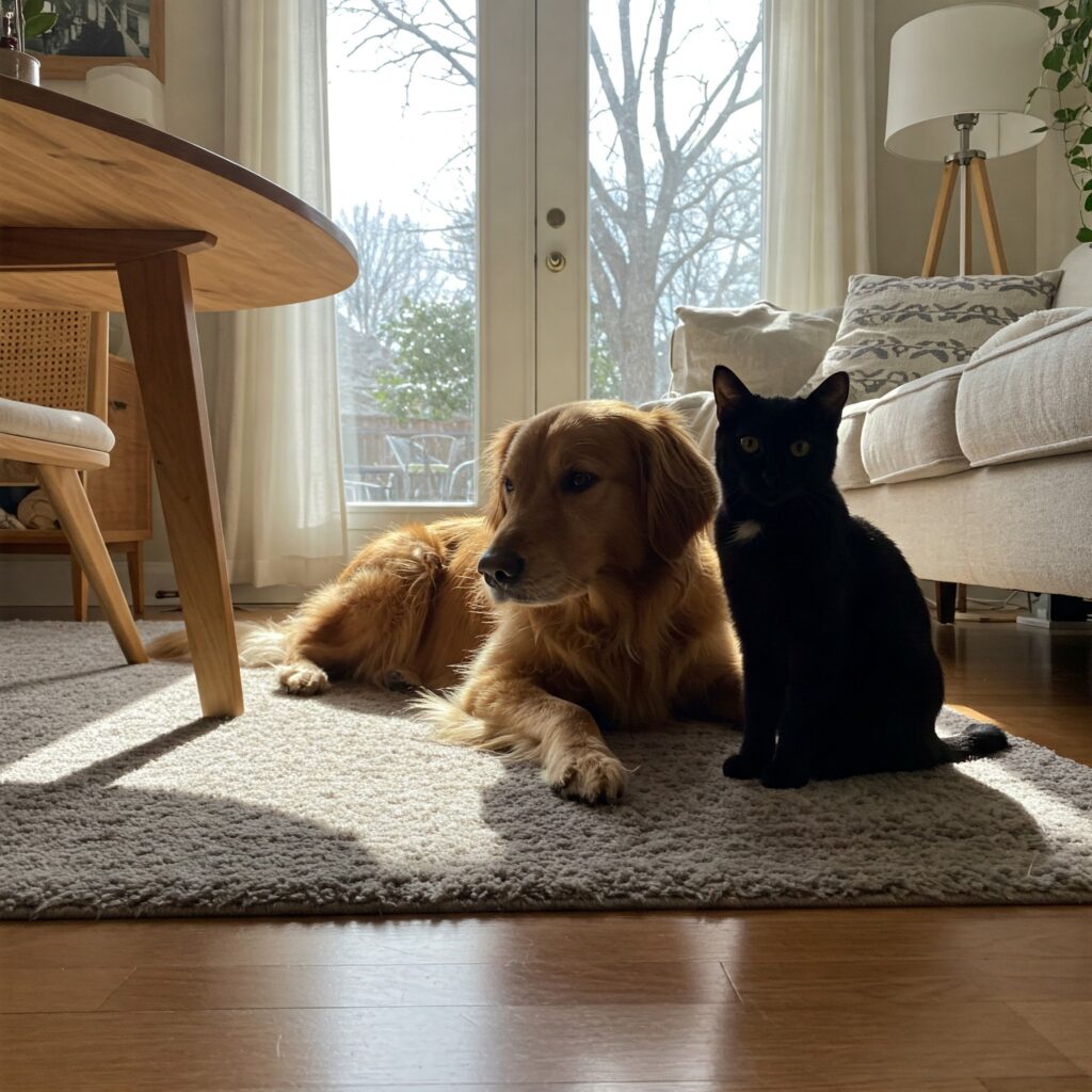 Identificação de Pets Completa: A Essencial Combinação de Plaquinha e GPS 1 Cachorro e gato amigos relaxando