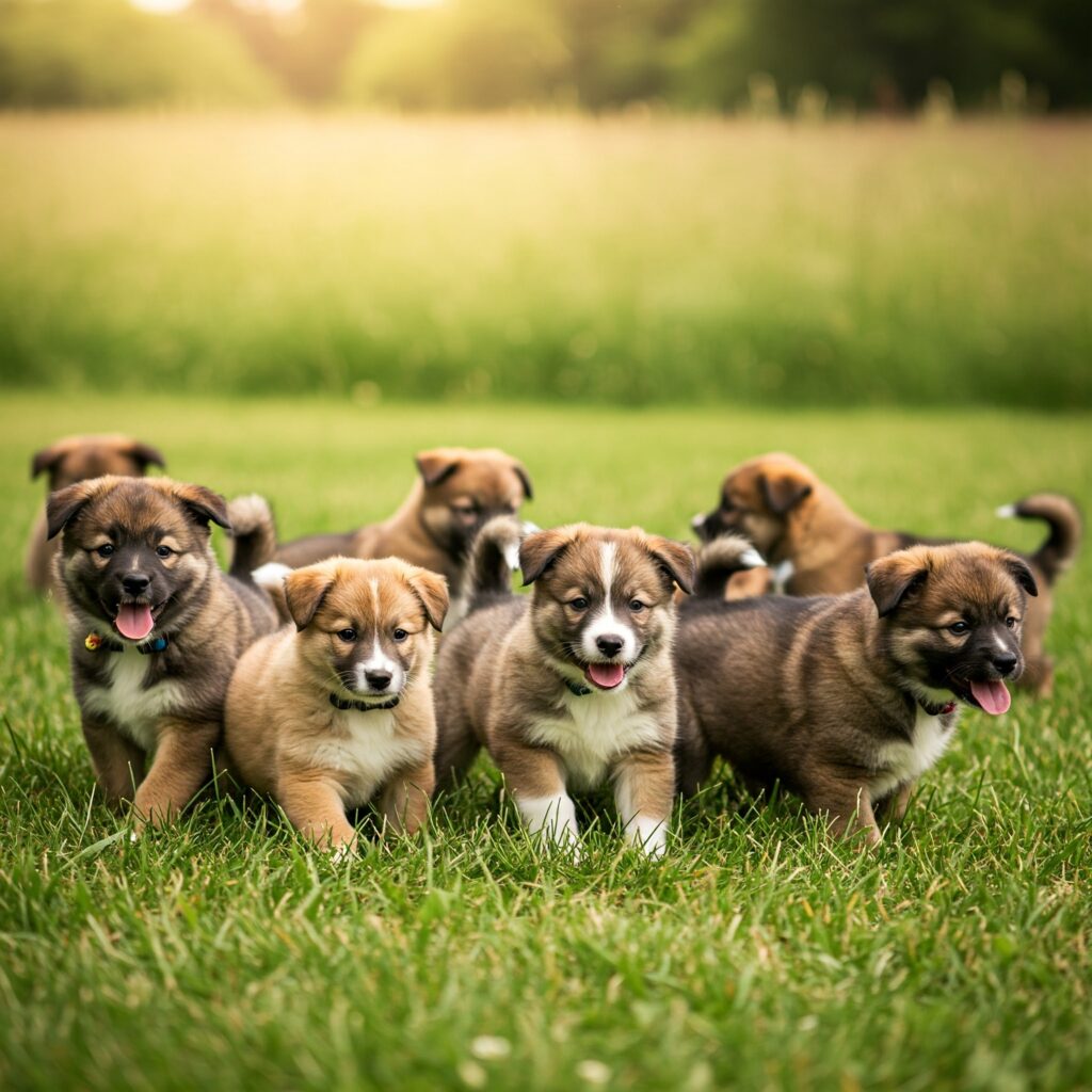 Coleira GPS para Bem-Estar Animal: A Tecnologia a Serviço da Segurança e Felicidade do seu Pet 1 Filhotes de cachorro correndo na grama